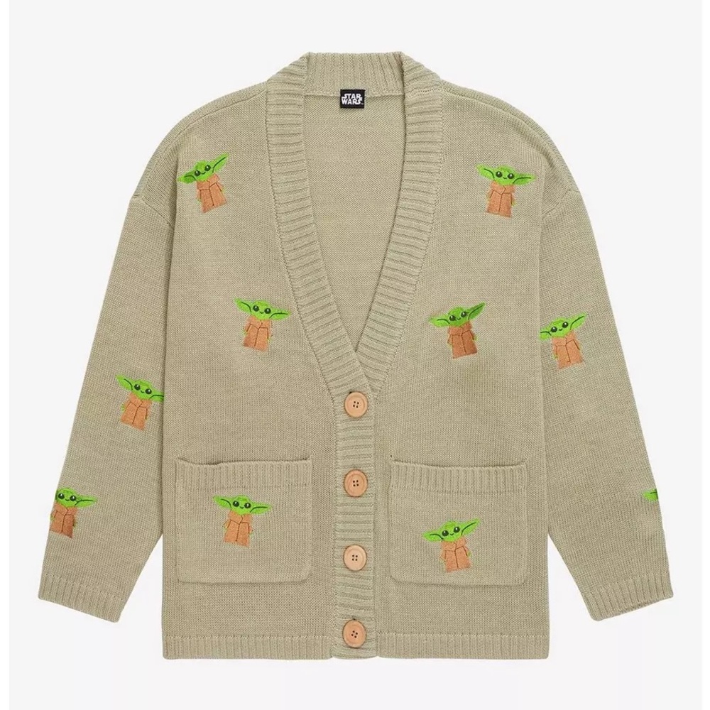 Star Wars The Mandalorian The Child Embroidered Women’s Cardigan Size M …